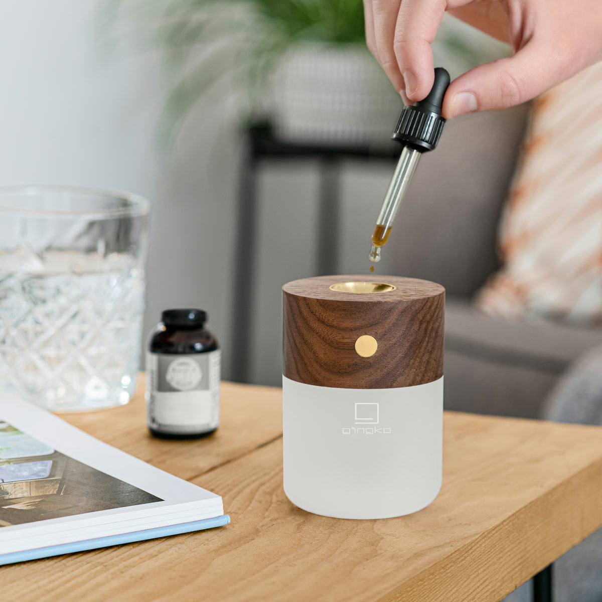 Gingko Smart Diffuser Lamp - Walnut
